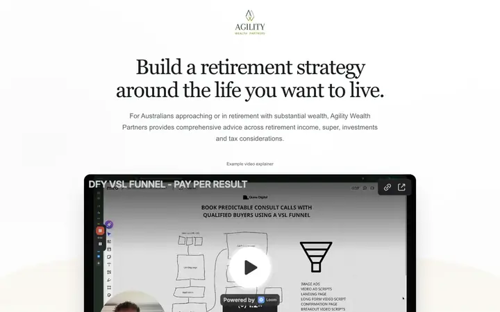 Landing page preview for Agility Wealth Partners